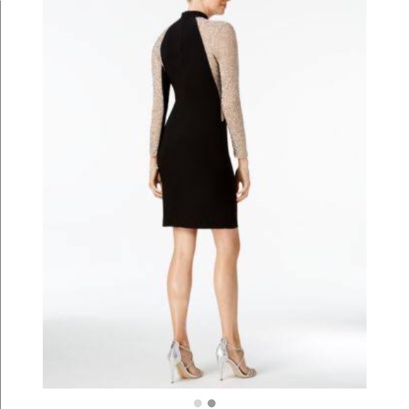 xscape studded illusion choker sheath dress